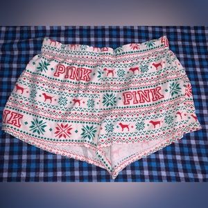Victoria’s Secret PINK Red and Green Fair Isle Print Christmas Sleep Shorts